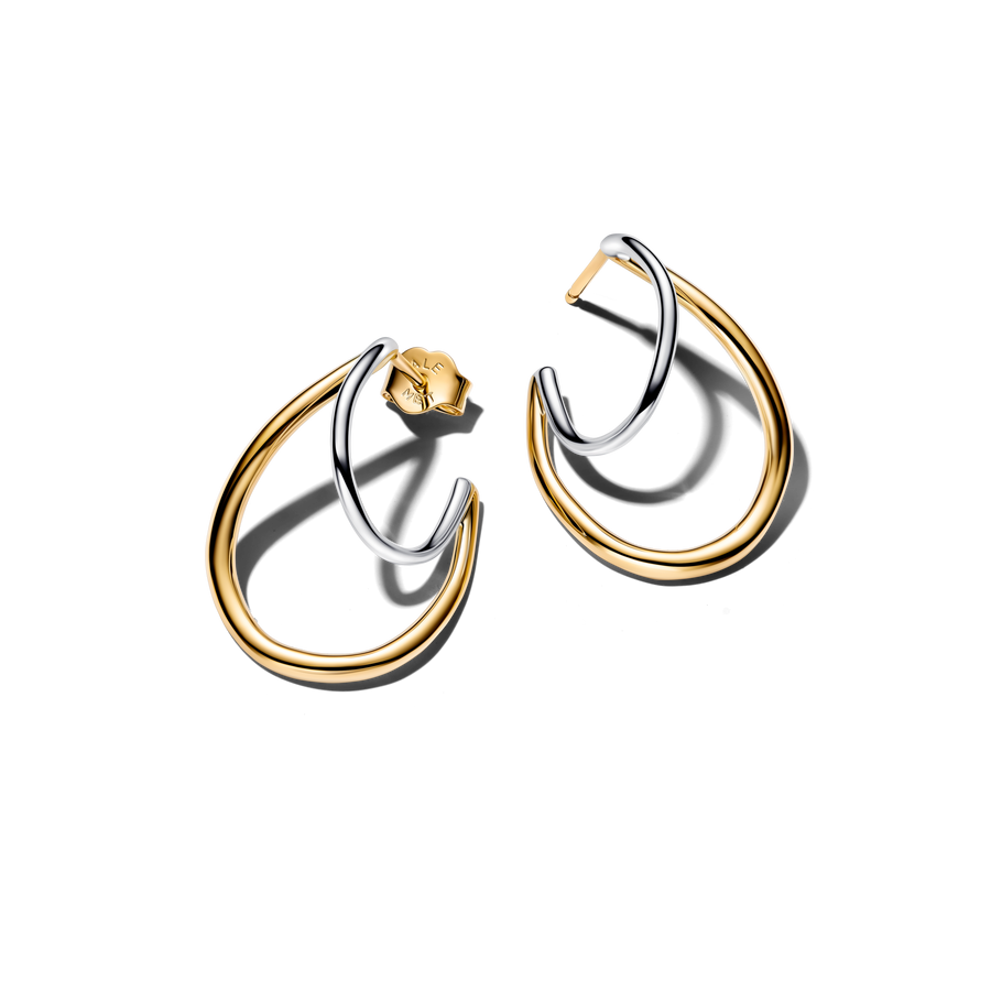 Organically Shaped Two-Tone Double Hoop Earrings