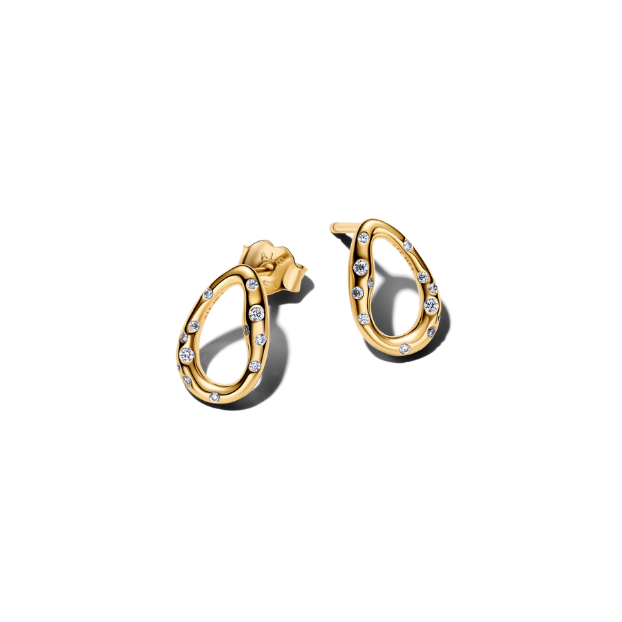 Organically Shaped Stone-Set Oval Stud Earrings