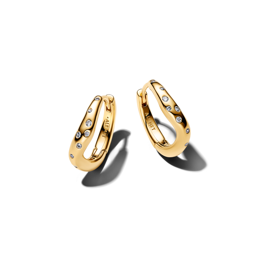 Organically Shaped Stone-Set Hoop Earrings