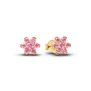 Sparkling Pink Flower Necklace & Earrings Set