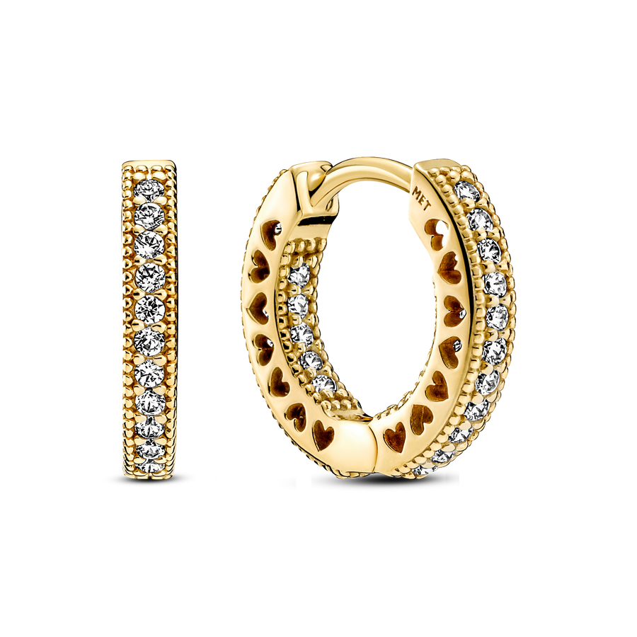 Pavé Heart Hoop Earrings