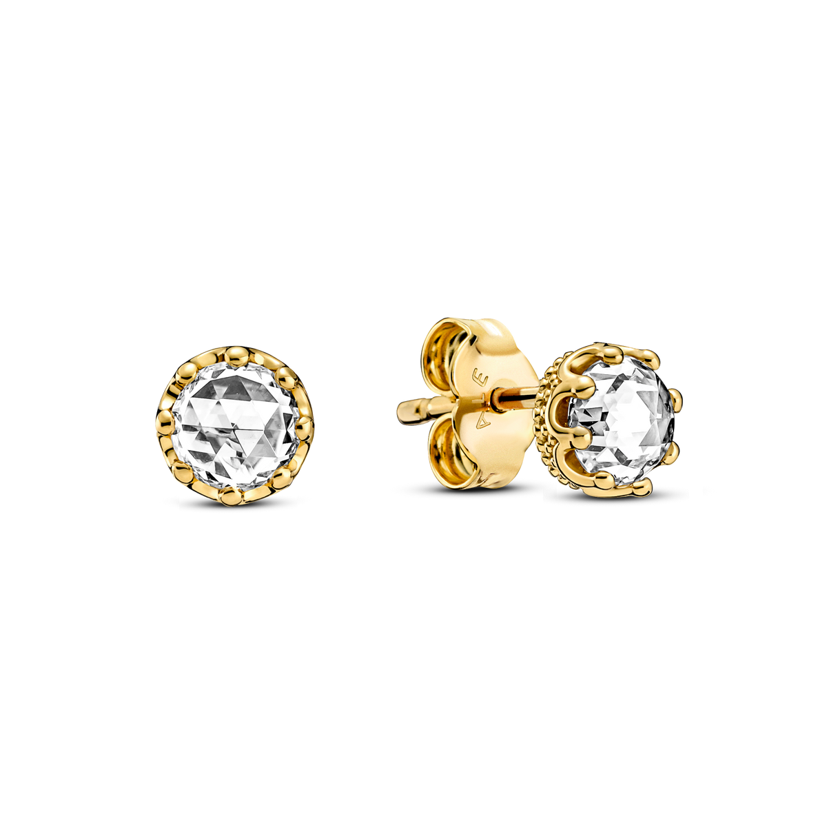 Clear Sparkling Crown Stud Earrings