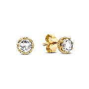 Clear Sparkling Crown Stud Earrings