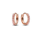 Sparkling Pink Huggie Hoop Earrings