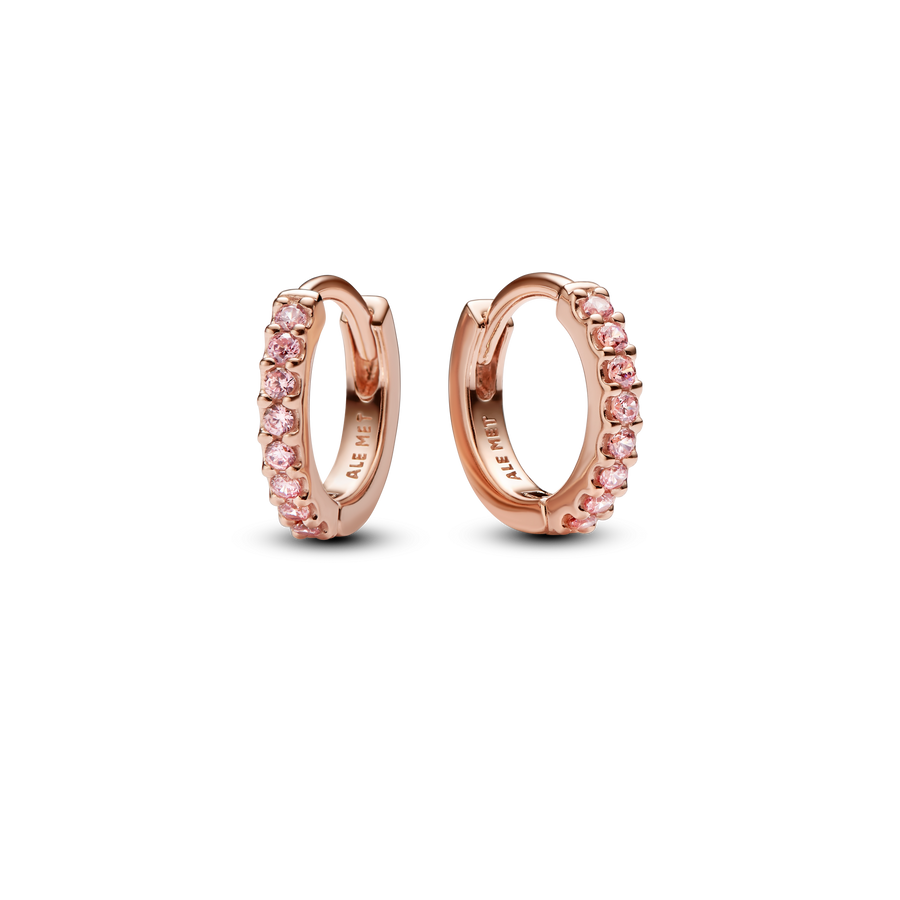 Sparkling Pink Huggie Hoop Earrings
