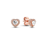 Sparkling Elevated Heart Stud Earrings