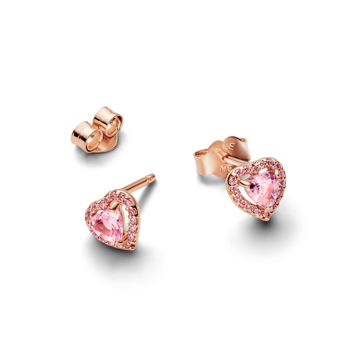 Pink Elevated Heart Stud Earrings