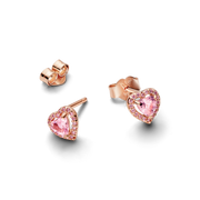 Pink Elevated Heart Stud Earrings