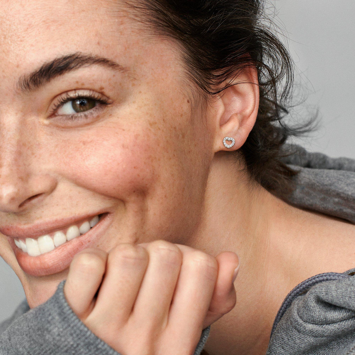 Open Heart Stud Earrings