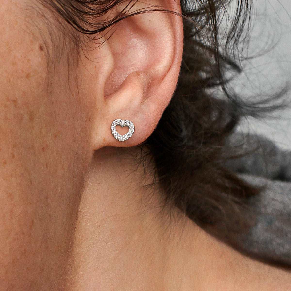 Open Heart Stud Earrings