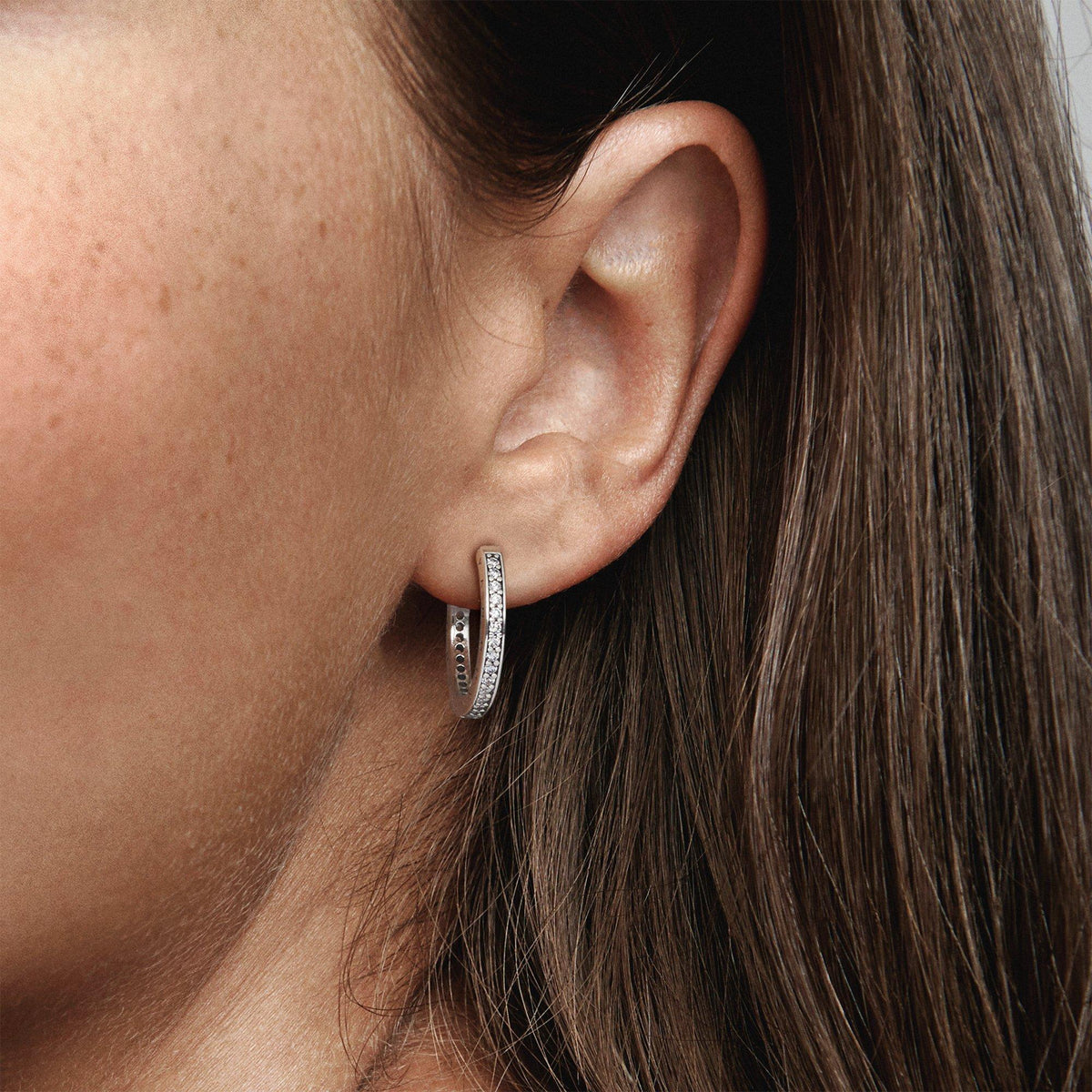 Sparkle and Pandora Logo Hoop Earrings