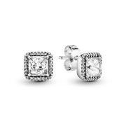 Square Sparkle Halo Stud Earrings