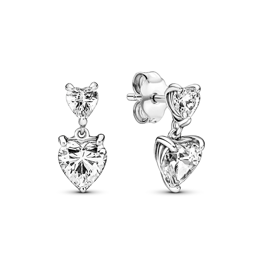 Double Heart Sparkling Stud Earrings