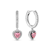 Sparkling Halo Heart Hoop Earrings