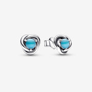 FINAL SALE - December Turquoise Blue Eternity Circle Stud Earrings