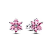Herbarium Sparkling Pink Flower Stud Earrings