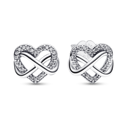 Sparkling Infinity Heart Stud Earrings