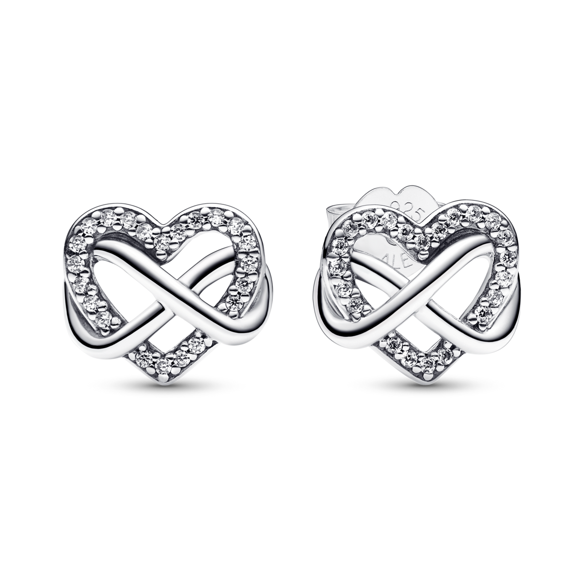 Sparkling Infinity Heart Stud Earrings