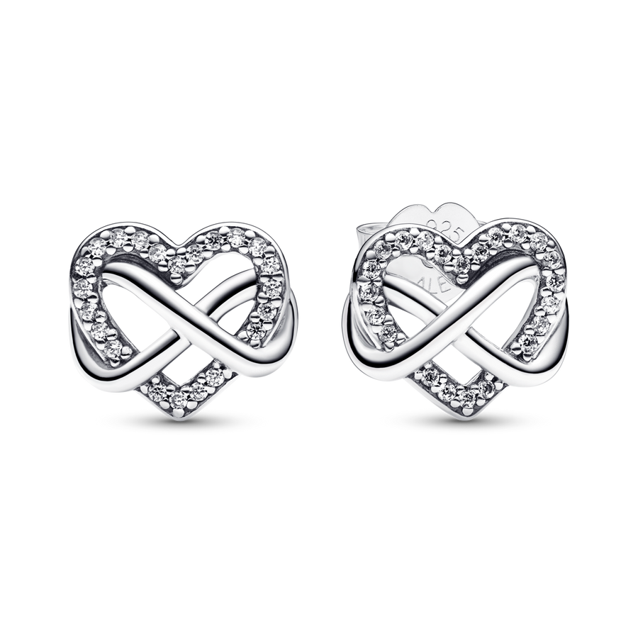 Sparkling Infinity Heart Stud Earrings