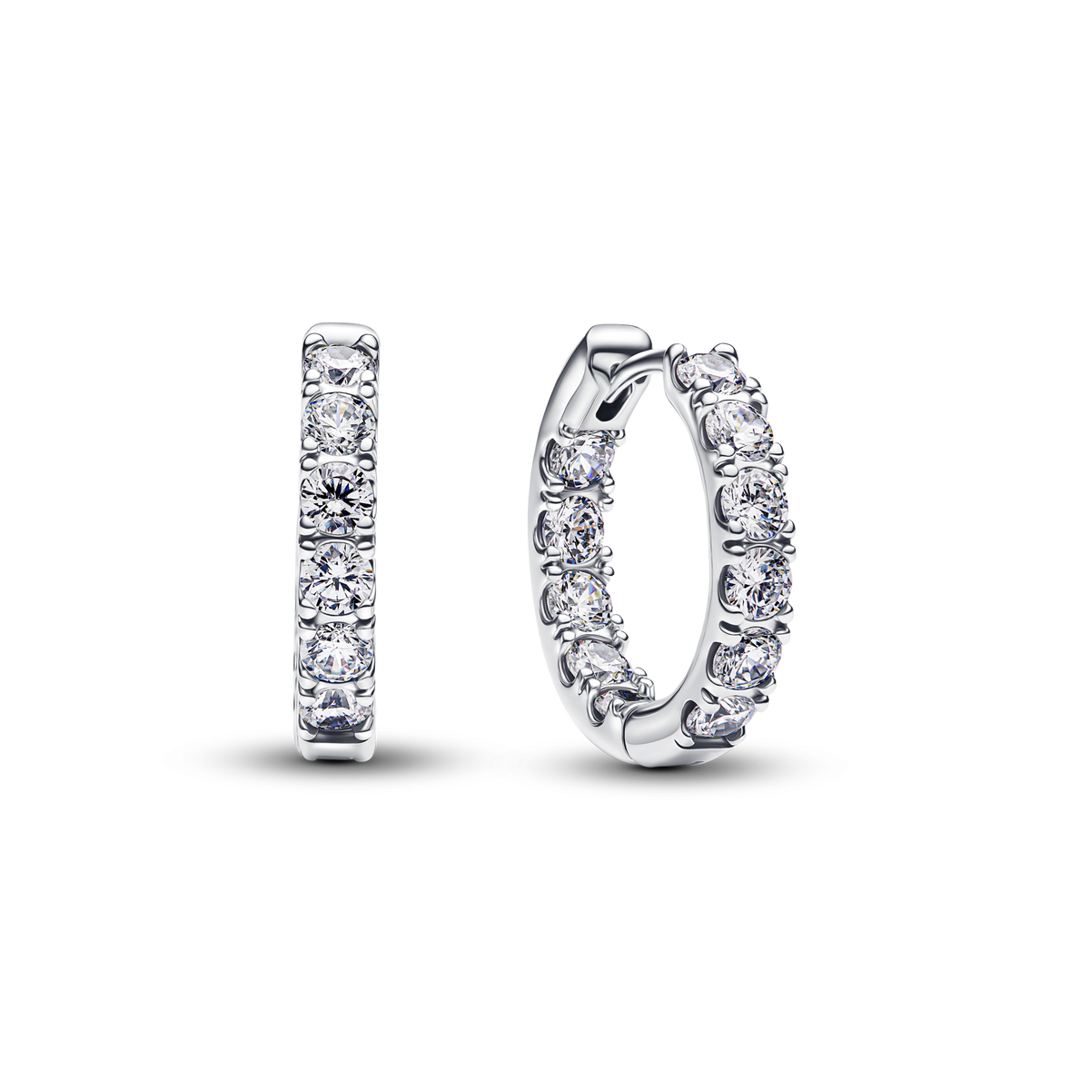 Sparkling Row Eternity Hoop Earrings