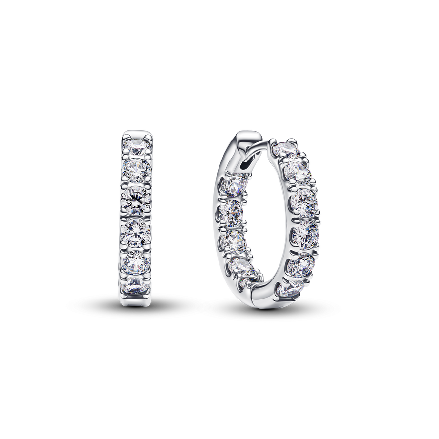Sparkling Row Eternity Hoop Earrings