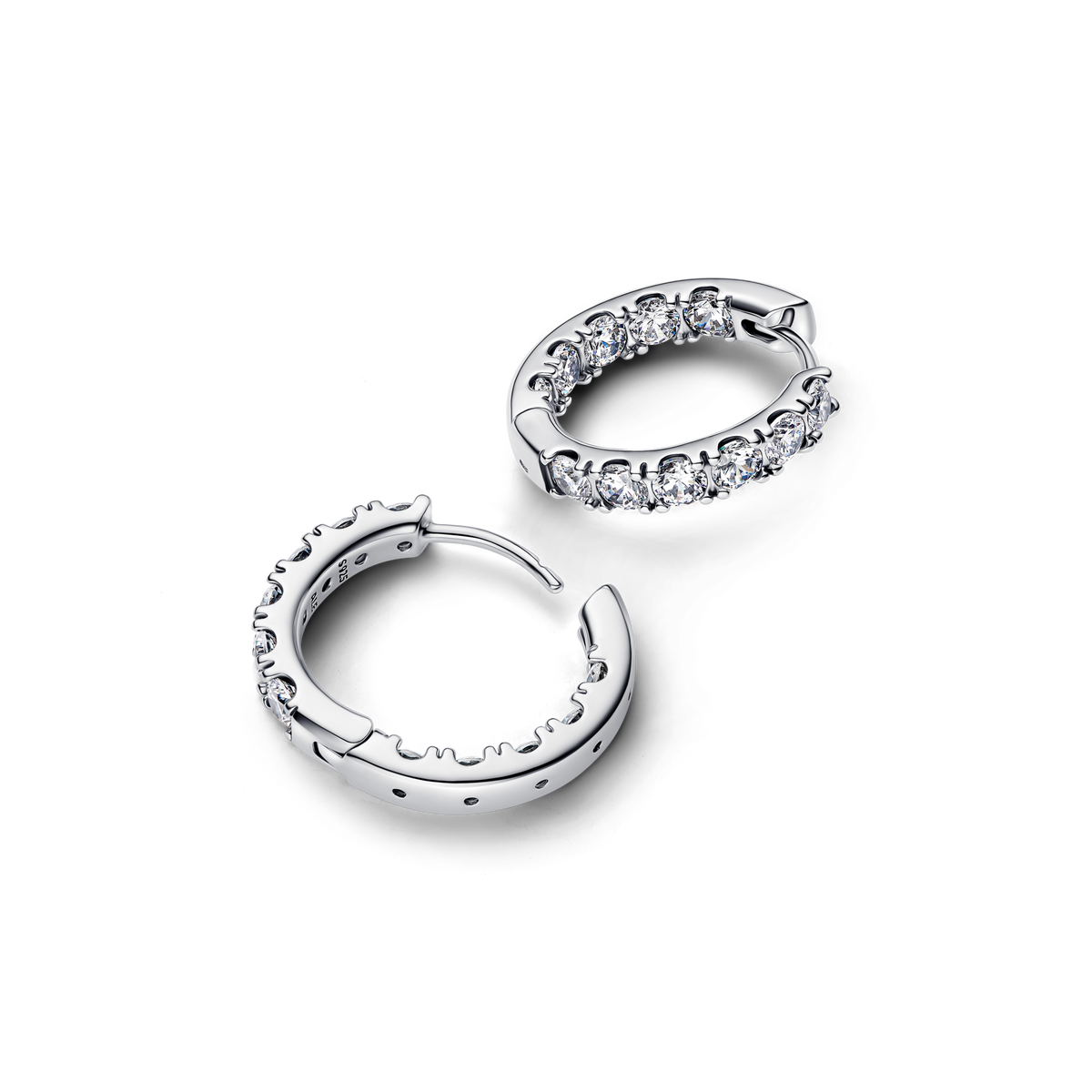 Sparkling Row Eternity Hoop Earrings
