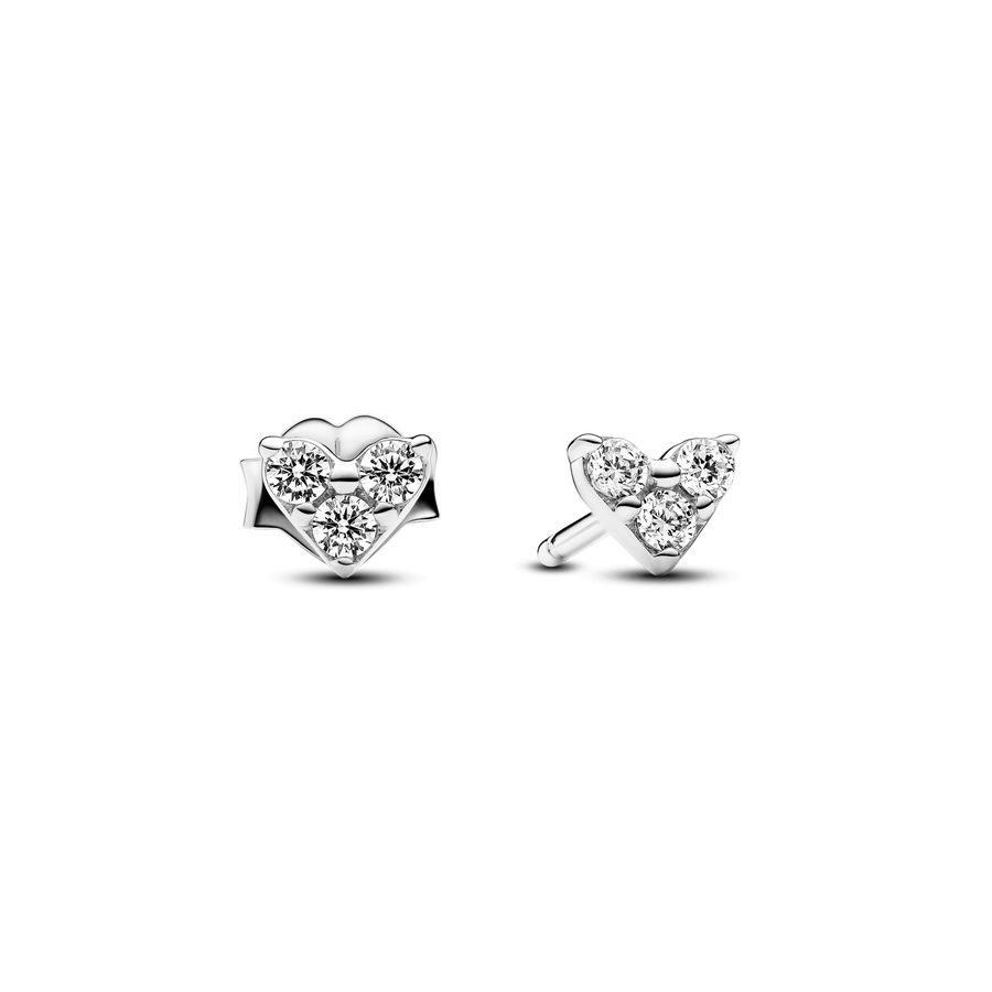 Triple Stone Heart Stud Earrings