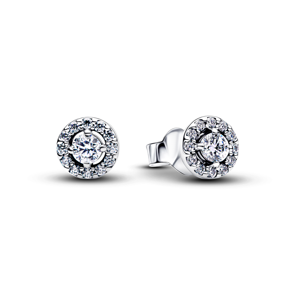 Round Pavé Halo Stud Earrings