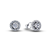Round Pavé Halo Stud Earrings