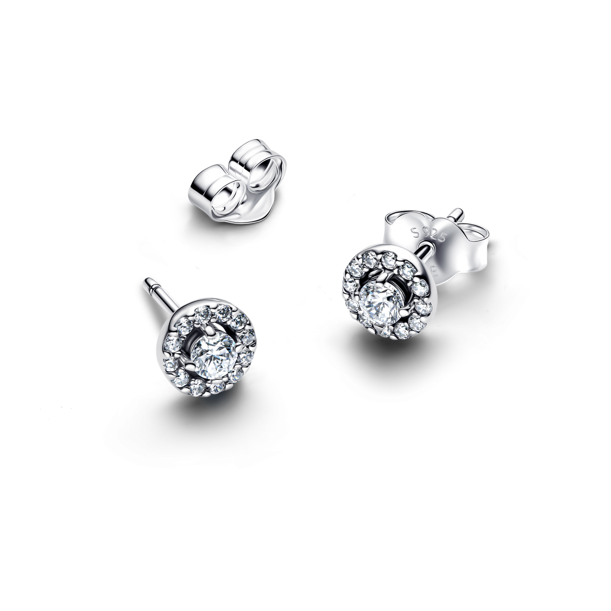 Round Pavé Halo Stud Earrings