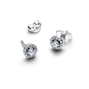 Round Pavé Halo Stud Earrings