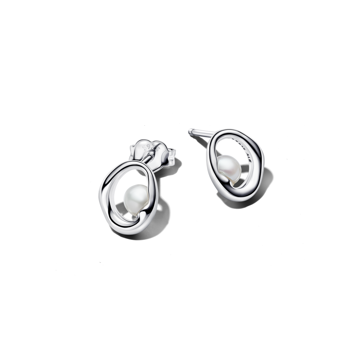 Organically Shaped Oval & Treated Freshwater Cultured Pearl Stud Earrings