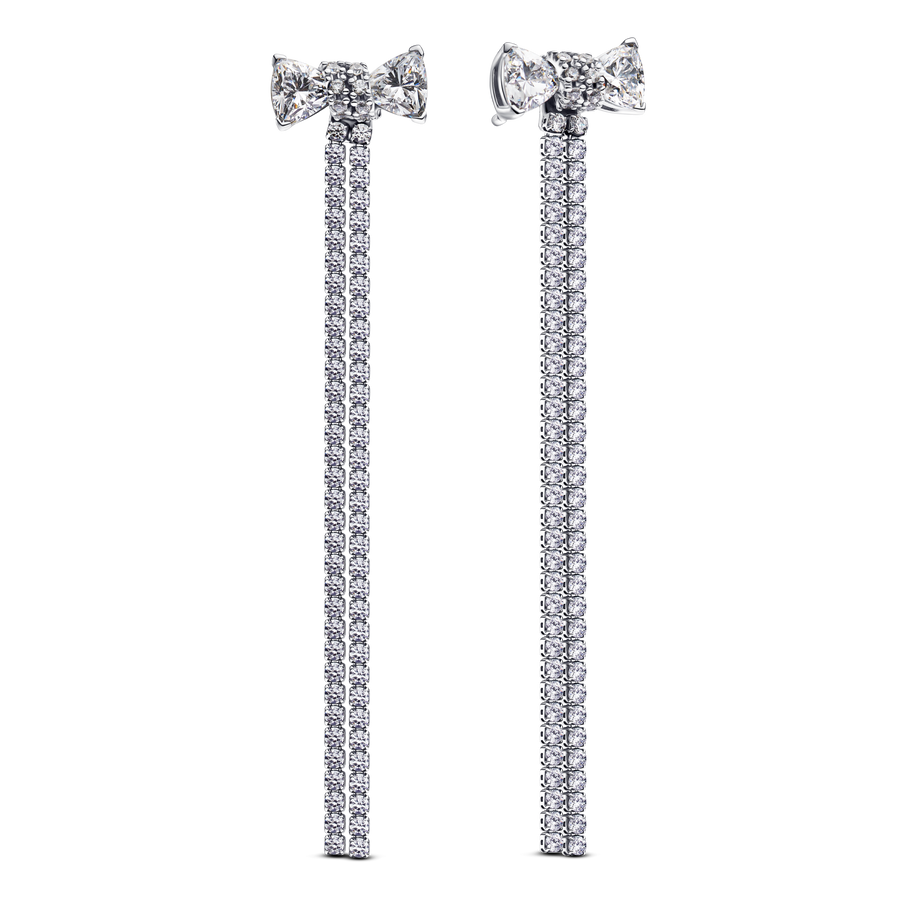 Pavé Bow Drop Earrings