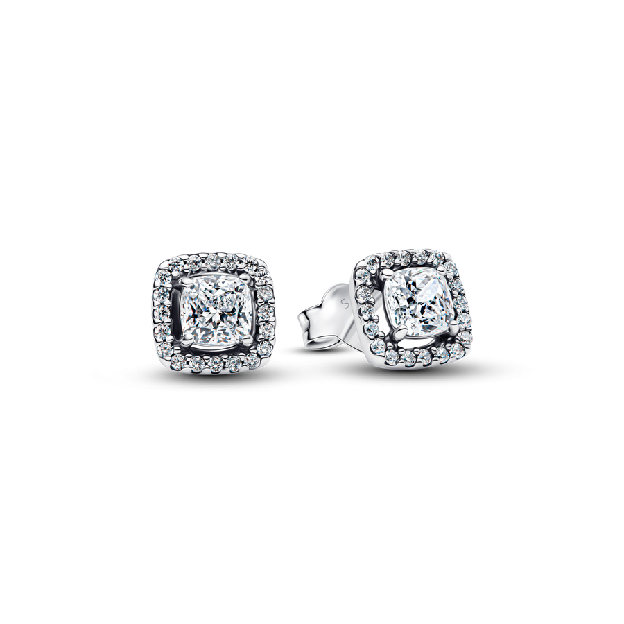 Square Halo Stud Earrings