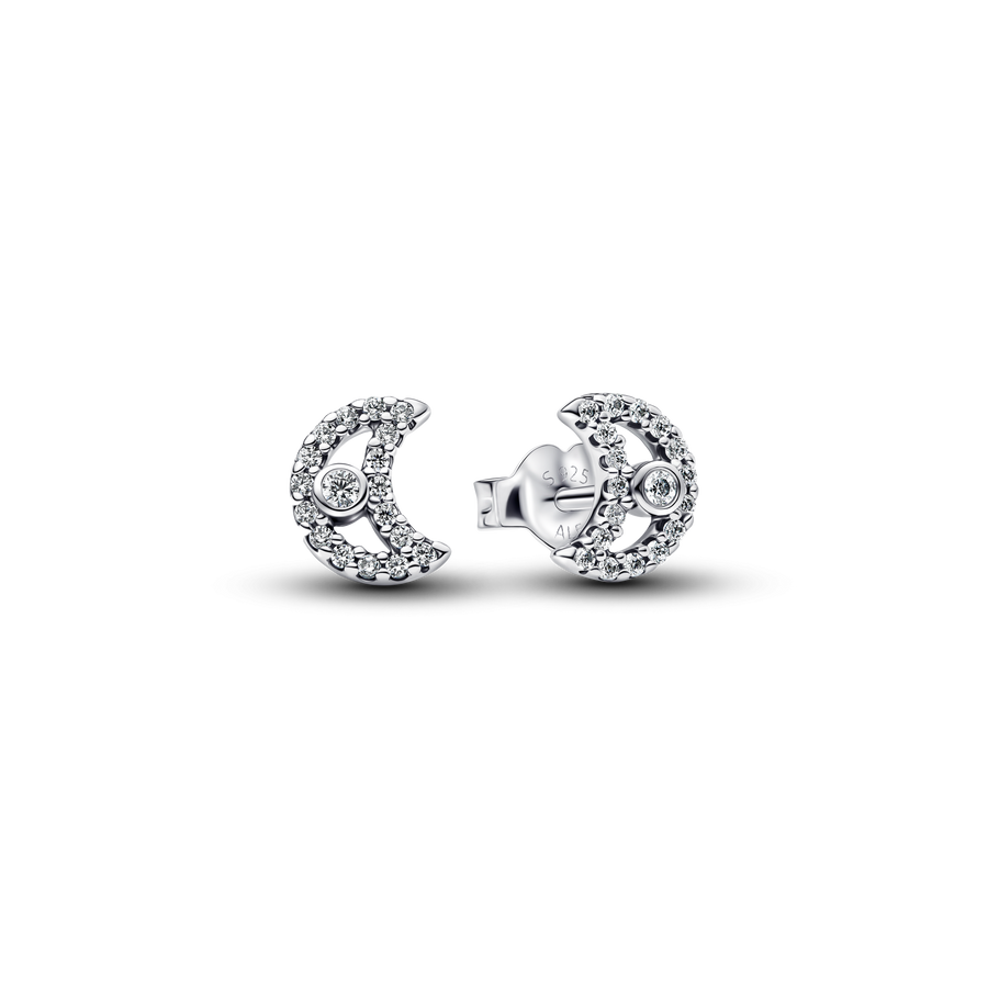 Sparkling Moon Stud Earrings