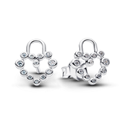 Sparkling Heart Padlock Stud Earrings