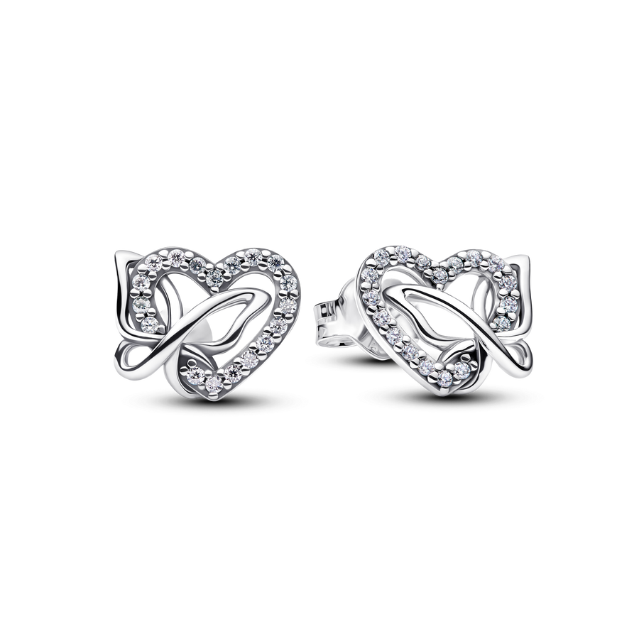 Entwined Heart & Butterfly Stud Earrings