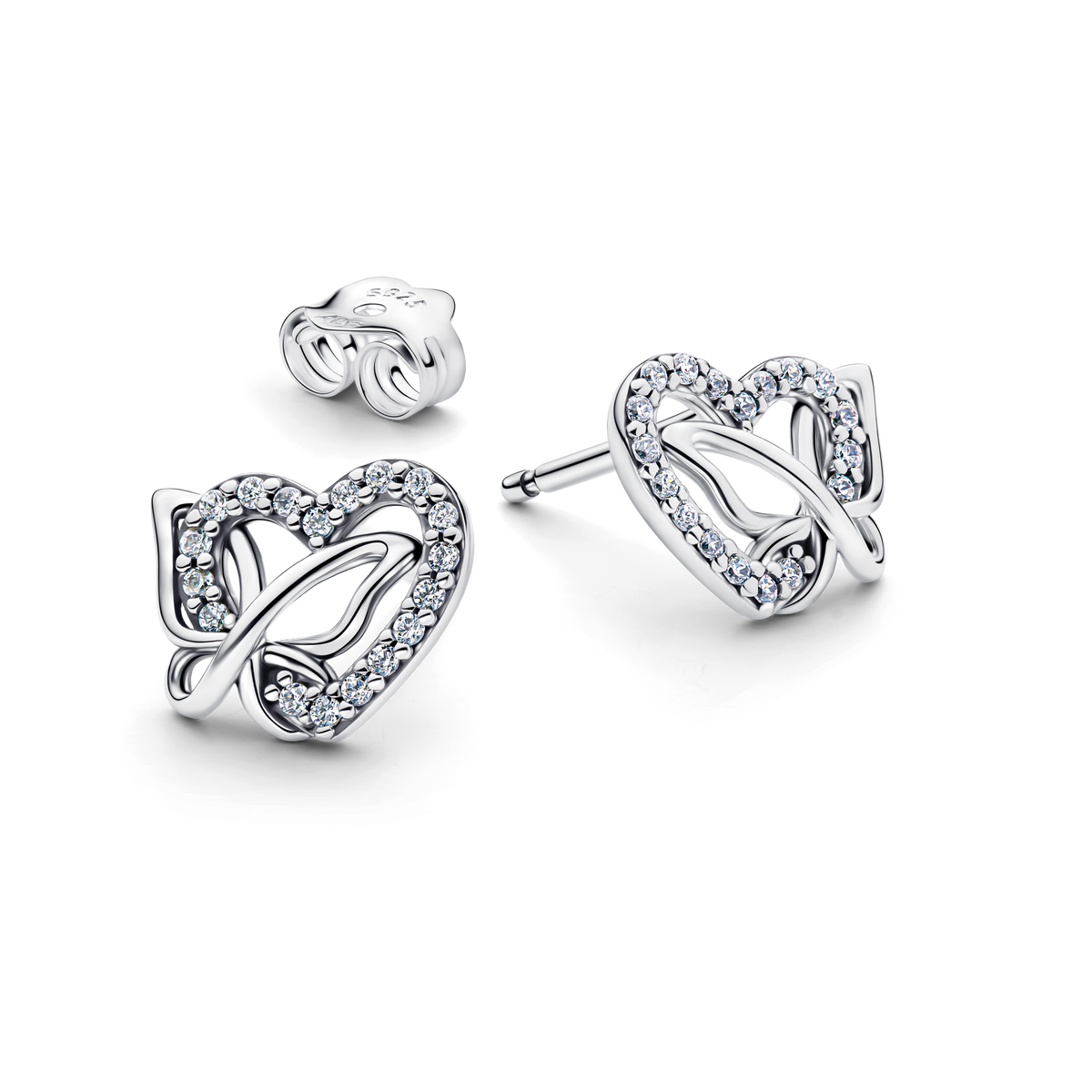 Entwined Heart & Butterfly Stud Earrings