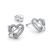 Entwined Heart & Butterfly Stud Earrings