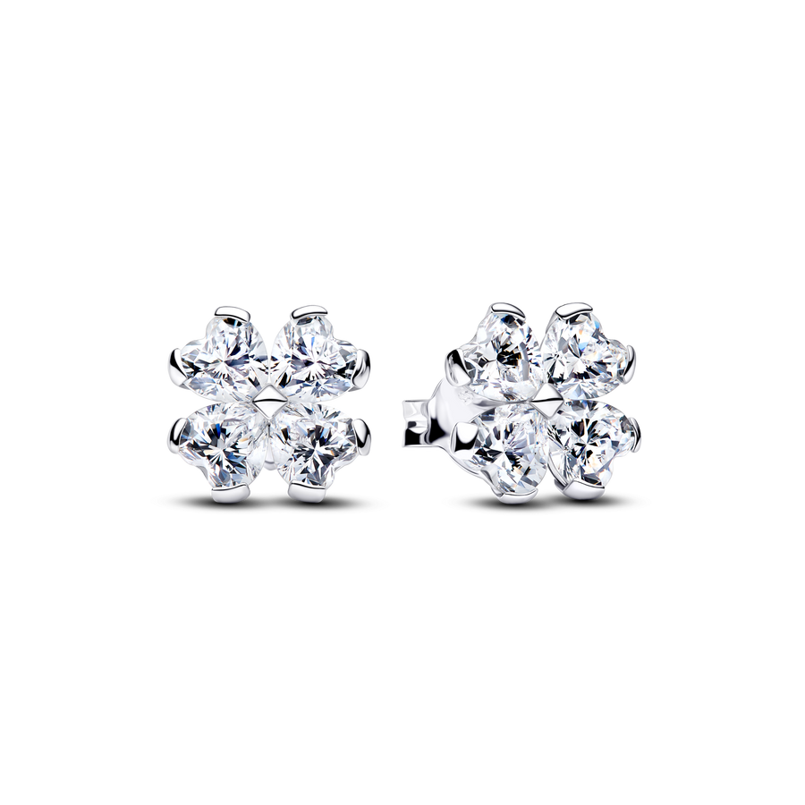 Sparkling Lucky Clover Stud Earrings