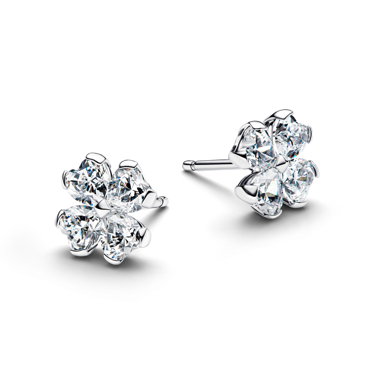 Sparkling Lucky Clover Stud Earrings