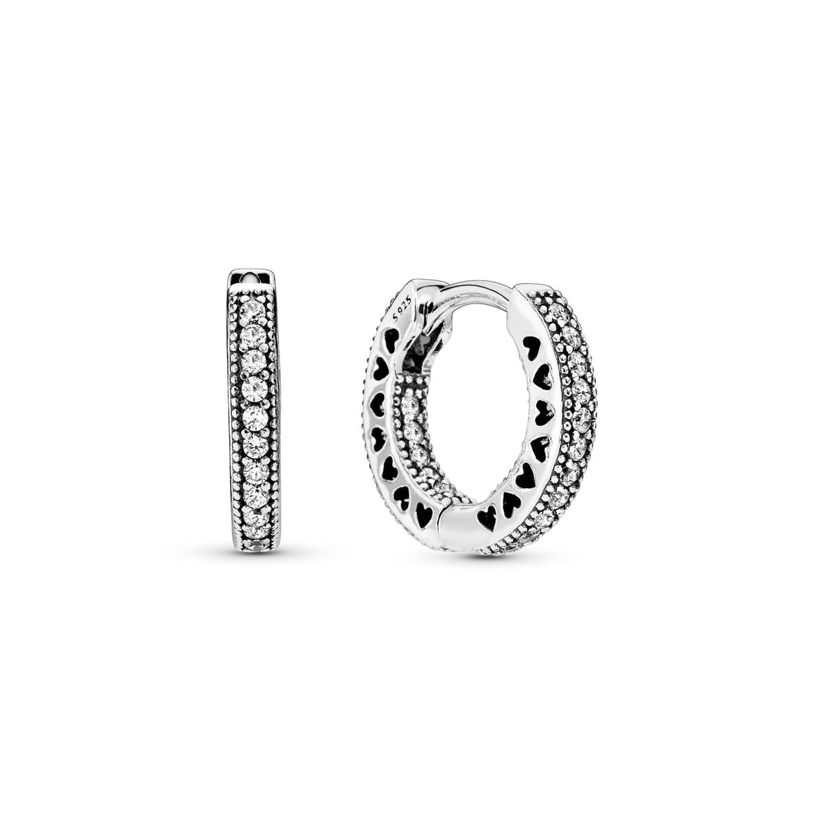 Pavé Heart Hoop Earrings
