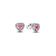 Elevated Pink Heart Stud Earrings