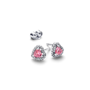 Elevated Pink Heart Stud Earrings