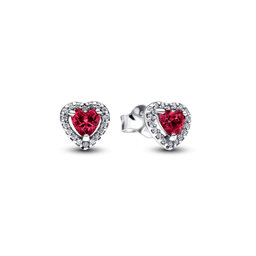 Elevated Red Heart Stud Earrings