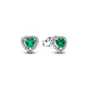 Elevated Green Heart Stud Earrings