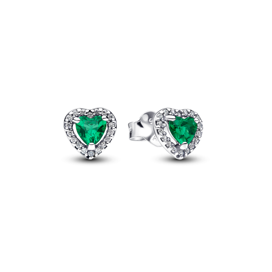 Elevated Green Heart Stud Earrings