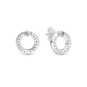 Pavé & Logo Circle Reversible Stud Earrings