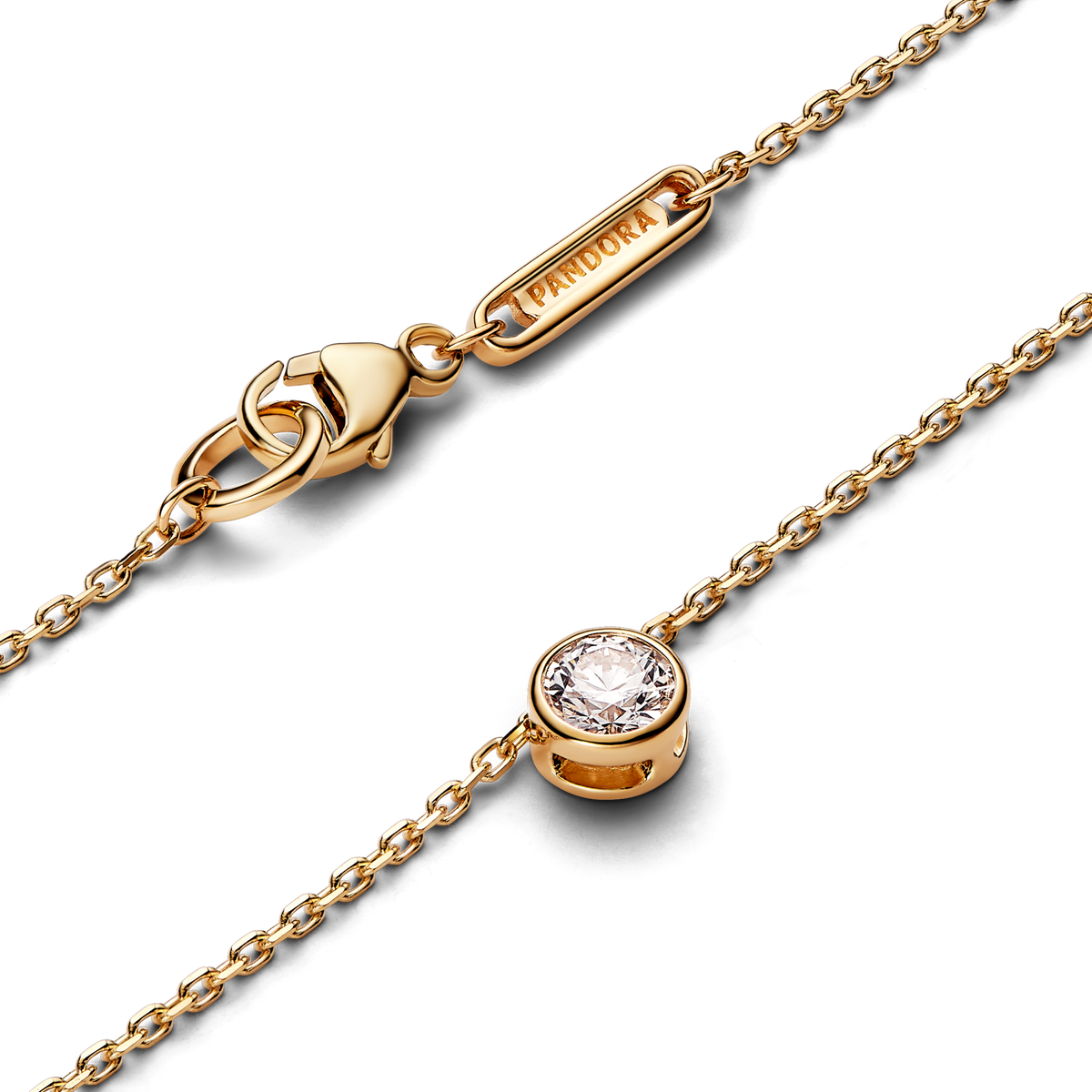 Pandora Era Bezel 14k Gold Lab-grown Diamond Pendant Necklace