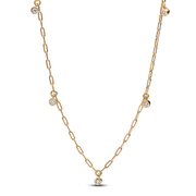 Pandora Era Bezel Lab-Grown Diamond Dangle Station Paperclip Chain Necklace